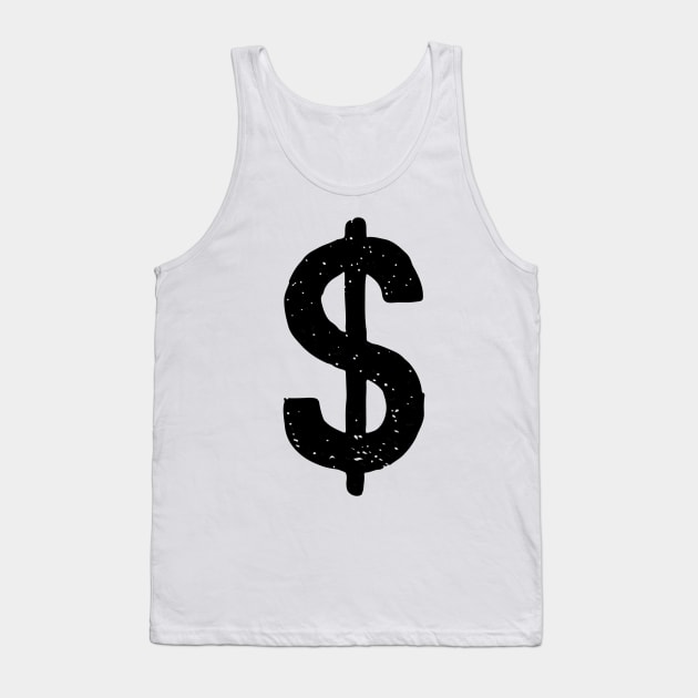 Dollar Sign Doodle Black Tank Top by Mijumi Doodles